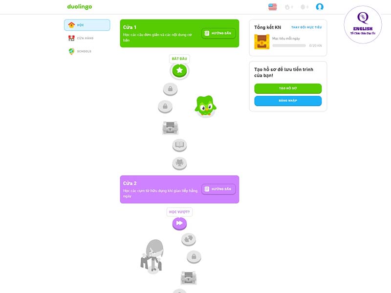 ứng dụng học tiếng Anh online Duolingo