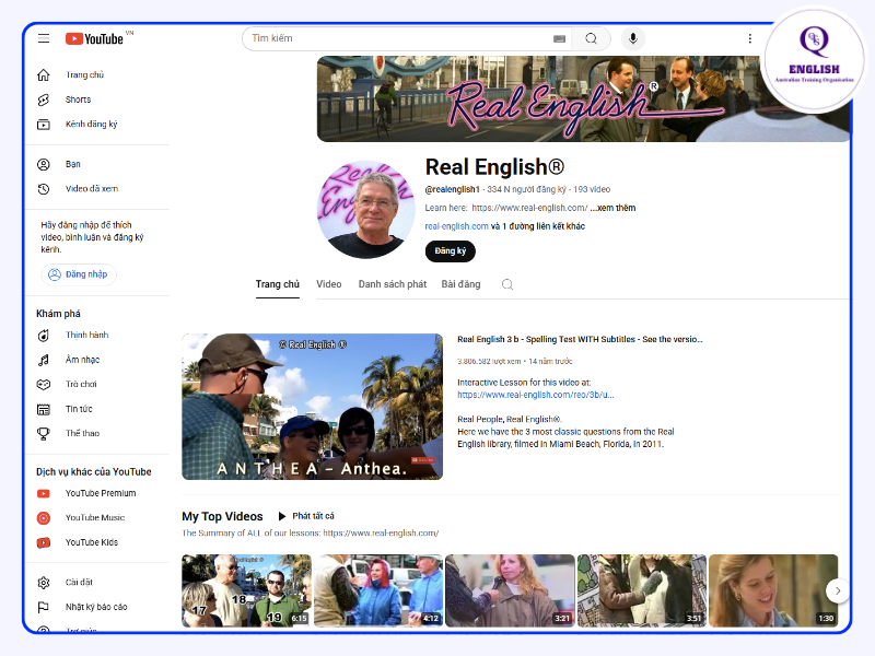 Real English - Kênh Youtube học tiếng Anh miễn phí
