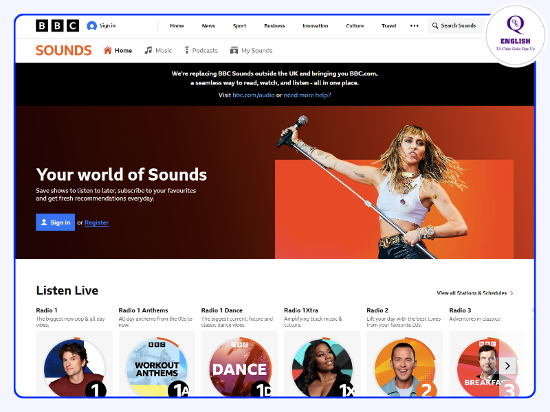 BBC Sounds - website luyện nghe tiếng Anh hiệu quả
