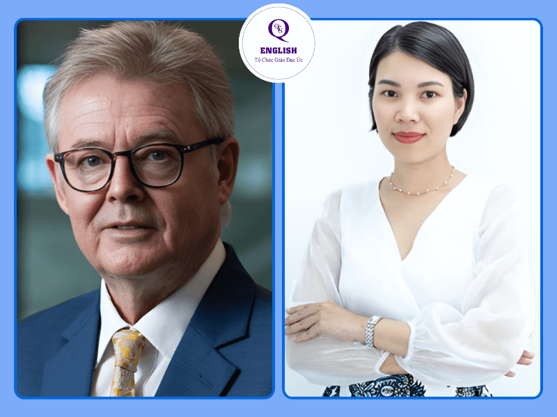 Giáo sư Raymond Gordon và Bà Tracy Trang Trần – Trưởng đại diện ban Giáo sư Úc tại Việt Nam