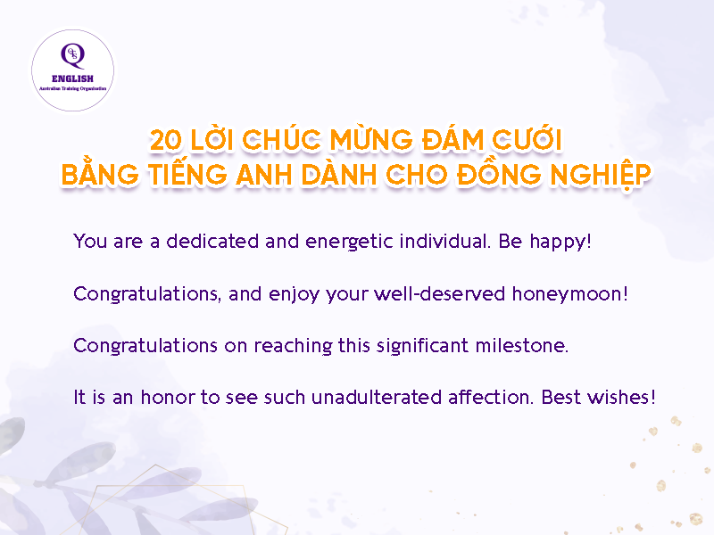Lời chúc mừng đám cưới bằng tiếng Anh dành cho đồng nghiệp