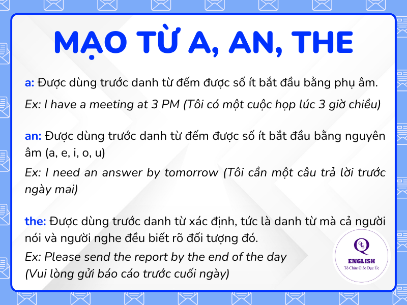 Thiếu mạo từ “a”, “an” và “the”