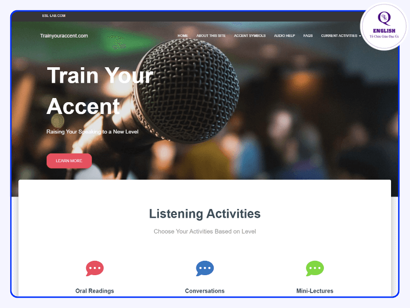 Train Your Accent - website luyện nghe tiếng Anh