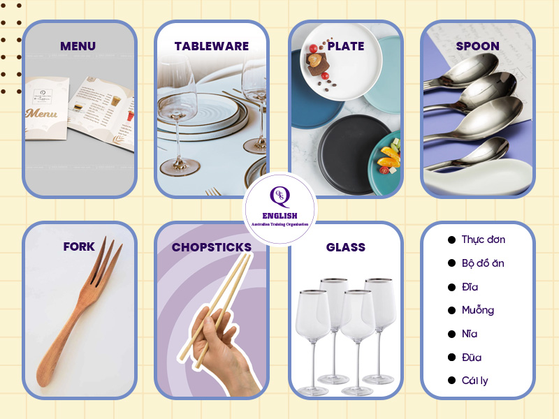 Từ vựng tiếng Anh chuyên ngành nhà hàng về các vật dụng