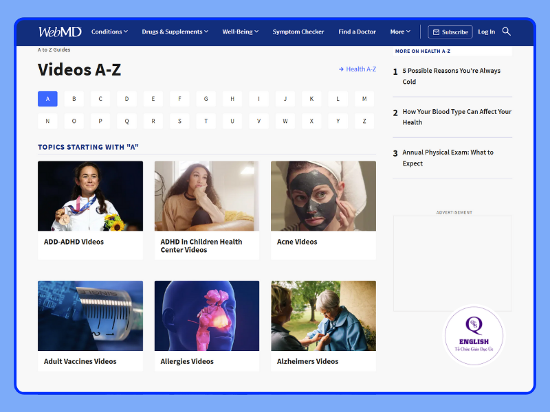 Website luyện nghe tiếng Anh chuyên ngành Y