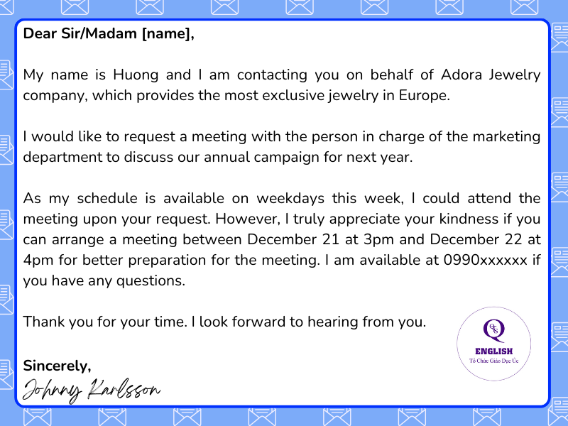 Mẫu email tiếng Anh thương mại mời đối tác